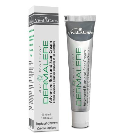 Dermalere Advanced Burn and Scar Cream - Fast Healing Face and Body Cream - Scar Removal Cream for Old and New Scars - Burns Sunburns Injuries Surgery - Skin Irritation Relief - Herbal 1.35 Ounce