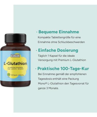 Mono L-Glutathione 1050 mg | Vegan Antioxidant | 100 Capsules | Enhanced 98% Bioavailability | Natural Fermentation | Cellular Health Support - Buy Online on GoSupps.com