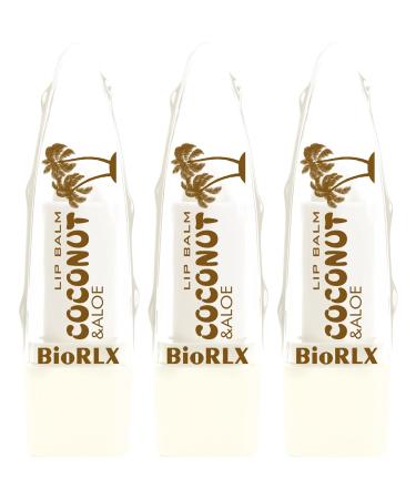 BioRLX Coconut Oil Lip Balm - Natural Hydration with Coconut s Nourishing Properties for Everyday Lip Care (Three Lip Balm) (Coconut 0.12 Ounce (Pack of 3)) - Buy Online on GoSupps.com