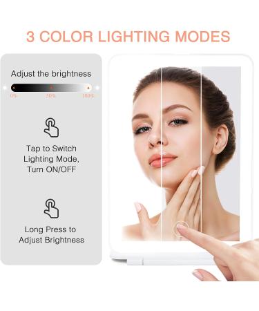 DTBG 10X Magnifying Travel Makeup Mirror with Dimmable LED Light - USB Rechargeable Portable Cosmetic Mirror for Women (White) - Buy Online on GoSupps.com