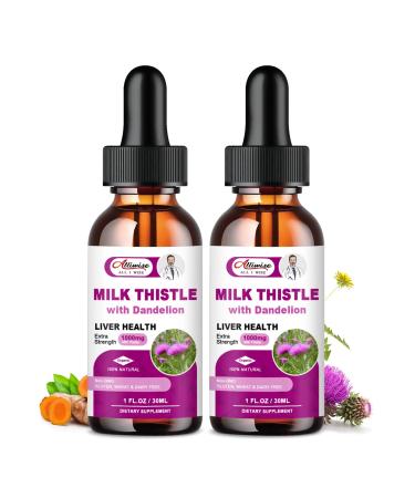 Liver Health Support Liquid  1000mg Milk Thistle 80% Silymarin Extract & 250mg Dandelion Root Extract  Liver Cleanse Detox & Repair Fatty Liver Formula  Vegan  Non-GMO and All-Natural