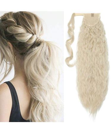 Ponytail Clip in Ponytail Braid Extension Hairpiece Hair Extension Hair Piece Corn Wavy Bleached Blonde-1 50 cm