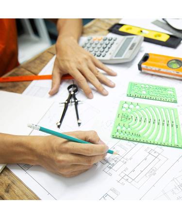 11PCS Geometric Drawings Templates  Drafting Stencils Measuring Tools  BetyBedy Plastic Clear Green Ruler Shapes with a Zipper Bags for Architecture  Office  Studying  Designing and Building - Buy Online on GoSupps.com
