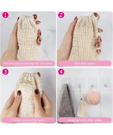  Dadabig 10 x Soap Bags Sisal Soap Bag Organic Soap Bag Soap Pouch Natural Fibre Soap Bag and Drawstring for Massage and Exfoliation - Buy Online on GoSupps.com