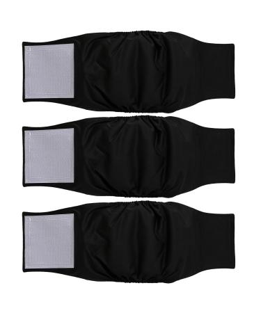 Premium washable abdominal tapes for male (3 pack) of dog diapers & dog belly tapes (S black black black black black black