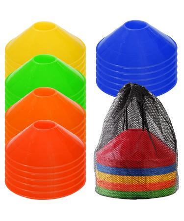 Jyongmer 30 Pcs Disc Cones Training Cones Agility Soccer Cones with Carry Bag for Training, Football, Basketball, Kids, Sports, Field Cone Markers and Other Sports and Games (Thickened Version 22g)