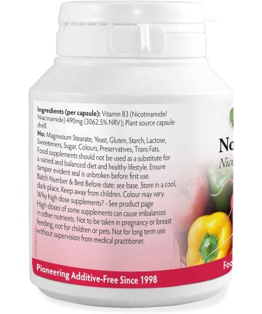 Flush-Free Niacin 490mg x 90 Capsules - Nicotinamide/Niacinamide Supplement | Vegan, Magnesium Stearate-Free, Made in Wales - Buy Online on GoSupps.com