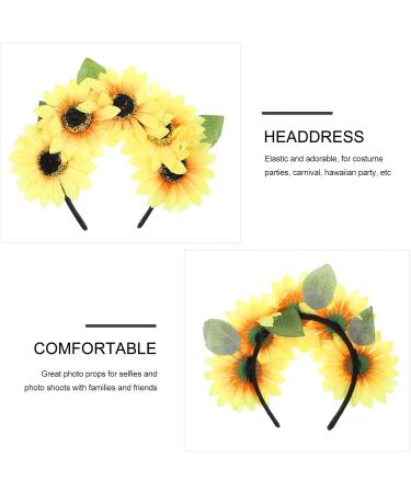 Sunflower Headband Buckle Boho Hawaiian Vacation Hair Cards Flower Headband Hippie Headband Flower Crown Hair Accessories for Parties Festival for Girls Women - Buy Online on GoSupps.com