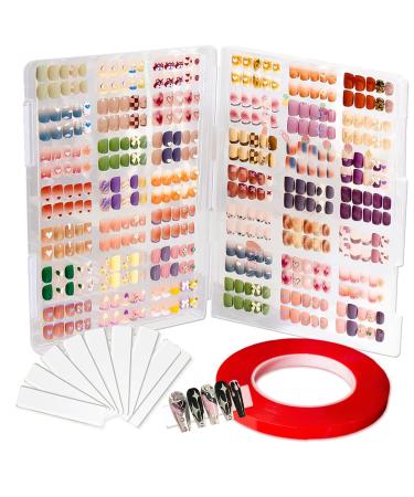 Large Clear Press on Nails Storage Box Empty Press on Nails Packaging Box Set with 10m Double-sided Adhesive Tape and 50 Arcylic Nail Display Stand Can Be Used to Store and Store Personal Items