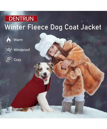 Windproof Winter Fleece Dog Jacket for Cold Weather Reflective Pet Vest for Large Breeds - Burgundy XL - Buy Online on GoSupps.com