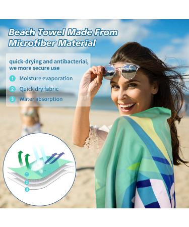 SUNBKIM Microfiber Beach Towel 63x31.5 - Super Absorbent & Fast Drying Travel Towel for Camping, Hiking, Yoga - Ultra-Compact (Green) - Buy Online on GoSupps.com