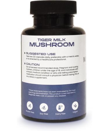 Tiger Milk Mushroom Supplement 10:1 Extract 600mg per Serving (2 Capsules) Immune Lung & Gut Support Vegan Non-GMO Gluten-Free Respiratory Wellness Energy & Focus Lab-Tested 120 Count - Buy Online on GoSupps.com