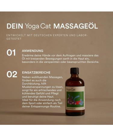 Yoga Cat Natural Massage Oil - 100ml Deep Relaxation Body Oil with Arnica & Aloe Vera | Vegan & Sustainable | Made in Germany - Buy Online on GoSupps.com