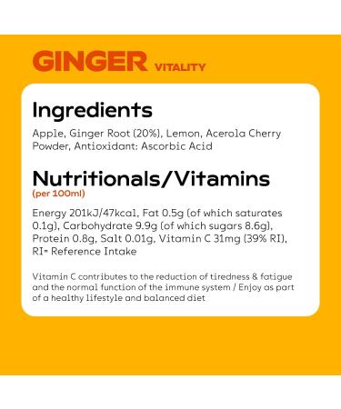 MOJU Ginger Shots (24x60ml) | Immune Support Natural Ingredients No Added Sugars or Sweeteners Vegan Energy Shots Ginger 24 x 60ml Shots - Buy Online on GoSupps.com