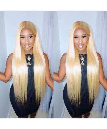 Allove 613 Blonde Lace Front Wig 16 Human Hair Pre Plucked T Part Straight Wig with Baby Hair - 10a Brazilian Hair for Black Women - Buy Online on GoSupps.com