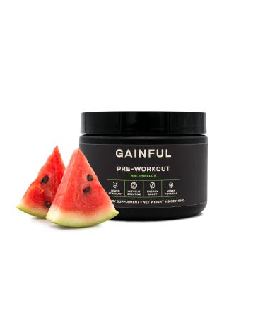 Gainful Pre Workout Powder with Caffeine L Theanine L Citrulline Beta Alanine BCAA's Energy & Muscle Support Watermelon 14 Servings Watermelon 14 Servings (Caffeinated)