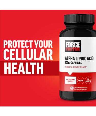 Buy FORCE FACTOR Alpha Lipoic Acid 600mg - Vegan Antioxidant Supplement for Cardiovascular & Cellular Health - 60 Vegetable Capsules - Buy Online on GoSupps.com