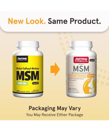 Jarrow Formulas MSM 1000 mg - 200 Veggie Capsules for Joint Health & Recovery - Buy Online on GoSupps.com