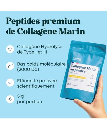 Marine Collagen Powder Type 1 and 3 Unflavoured 5 g per day 30 day cure Hydrolyzed Peptides 2000 DA Hydrolyzed Skin & Flexible Joints Bag 153 g Essentials by Novoma - Buy Online on GoSupps.com