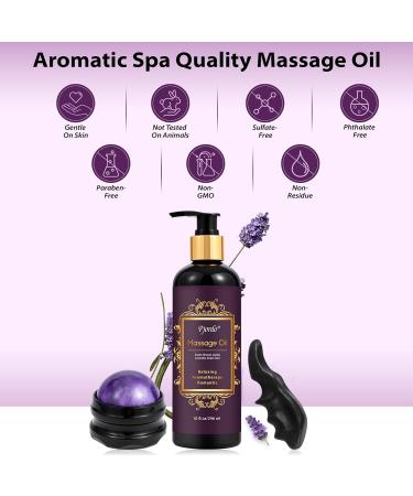 Aromatherapy Lavender Massage Oil with Roller Ball - Soothing Calming & Relaxing Spa Oil for Date Night & Massage Therapy | 10 Fl Oz - Buy Online on GoSupps.com