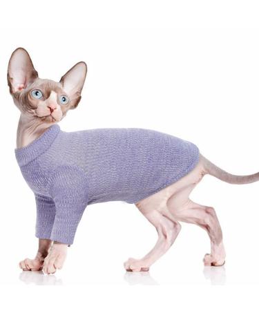 Pumyporeity cat cotton clothes sweater warm for hairless cat vest shirts kitten soft jumper cat costume coat for small/medium/large cats (purple XXL) XXL A-Lila