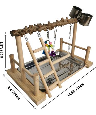 Hamiledyi Parrot Playground Bird Playstand with Feeder Cups and Toys - Exercise Gym for Cockatiel, Conure, Lovebirds - Pet Activity Center and Training Stand - Buy Online on GoSupps.com