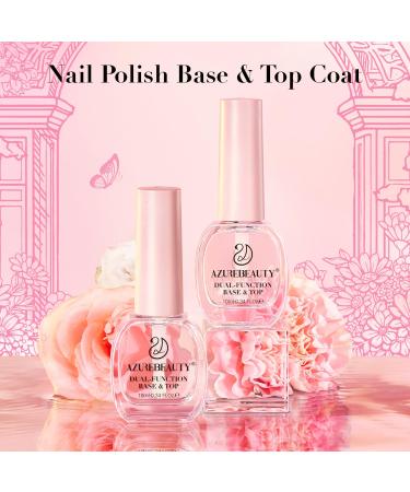 AZUREBEAUTY Clear Nail Polish Top Base Coat Set - 2 PCS High Shine Quick-Dry Vegan Low Odor No UV Needed - Perfect for DIY & Salon Use - Buy Online on GoSupps.com