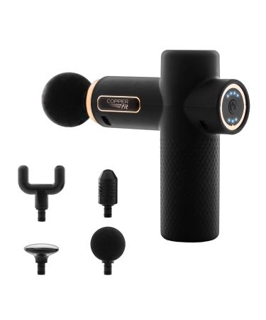 Copper Fit Unisex Adult Massage Gun, Rechargeable with 4 Massage Attachments, Black Black Standard