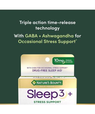 Nature's Bounty Stress Support Plus Melatonin Sleep3 Maximum Strength 100% Drug Free Sleep Aid Dietary Supplement with Ashwagandha Time Release Technology 10mg 56 Tri-Layered Tablets (Pack of 2) - Buy Online on GoSupps.com