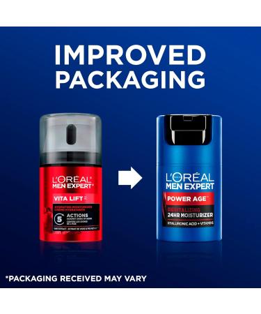 L Or al Paris Men Expert 24 HR Hydrating Moisturizer for Men with Hyaluronic Acid and Vitamins Fights Signs of Aging Power Age Packaging May Vary 50 mL Face Cream 50ml - Buy Online on GoSupps.com