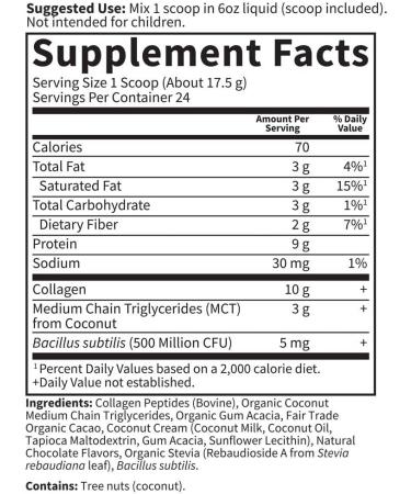 Garden of Life Grass Fed Collagen Coconut MCT Chocolate - 14.81 oz | Boost Joint Health & Vitality - Buy Online on GoSupps.com