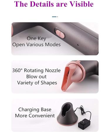 Cordless Hair Dryer Portable Rechargeable Hair Dryer Hot and Cold Air Travel Hair Dryer for Travel Pet Care Hairdressing - Buy Online on GoSupps.com