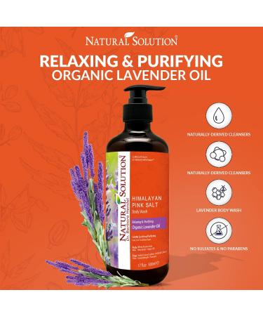 Natural Solution Moisturizing Shower Gel, Purifying & Nourishing with Organic Lavender Oil, for All Skin Types Himalayan Pink Salt Body Wash, 500 ml Each, Pack of 4 - Buy Online on GoSupps.com