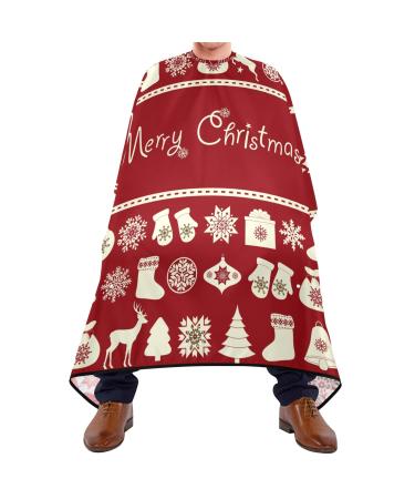 Waterproof Barber Cape -Christmas Pattern Red 3 Cheetah Haircut Bib for Men Unisex Hair Cutting Cape(8rp1a)