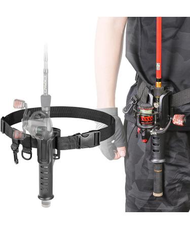 Adjustable Fishing Rod Holder Belt with Portable Pole Inserter - Men's Waist Wading Belts for Spinning, Casting Reel - Outdoor Surf, Kayak, Fly Fishing Gear - Wader Strap - Buy Online on GoSupps.com