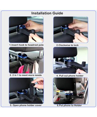 Viwavee 2-in-1 Headrest Holder & Car Hook with Cell Phone Holder | 360 Auto Organizer for Bags Wallets & More - Silver (1 Pack) - Buy Online on GoSupps.com
