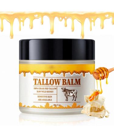 Beef Tallow For Skin Whipped Tallow Balm Organic Body Butter Face Moisturizer Natural Grass Fed Beef Tallow & Honey Nourishing and Hydrating Cream for Whole Body & Face Skin Care