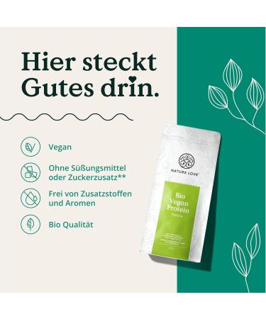 Nature Love Bio Vegan Protein Powder Matcha - 1kg | Multi-Component Protein with Pumpkin & Sunflower Seeds | No Sweeteners | 8 Essential Amino Acids - Buy Internationally! - Buy Online on GoSupps.com