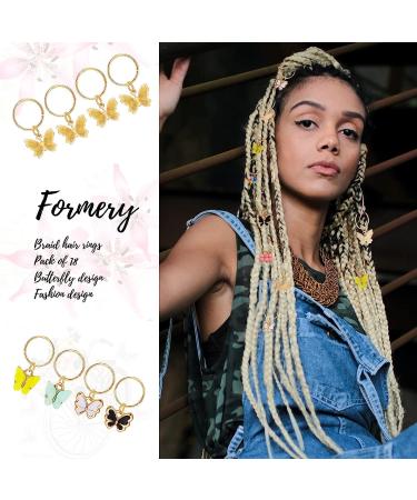 18 Pieces Butterfly Hair Jewelry for Braids Christmas Gold Braid Hair Clips Dreadlock Braid Charms Accessories Hair Rings Jewelry Hair Accessory for Women Girls (Classic Style) - Buy Online on GoSupps.com