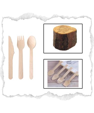 DRYIC 100 Pcs Disposable Wooden Cutlery Set Alternative to Plastic Cutlery Eco Friendly Biodegradable Compostable Cutlery Set for Parties Camping and Picnics - Buy Online on GoSupps.com