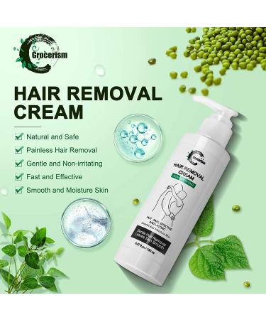 Painless Natural Hair Removal Cream for Men and Women - Gentle Depilatory Cream for Sensitive Skin - Ideal for Bikini, Intimate Areas, Arms, Legs, Underarms, Chest - 5.07 fl oz - Buy Online on GoSupps.com