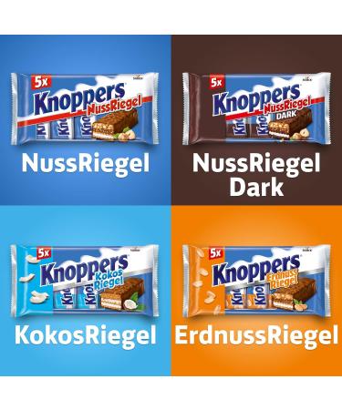 Knoppers Peanut Bar - 200g Waffle with Milk & Peanut Cream Chopped Peanuts & Caramel - 5 Delicious Bars - Buy Online on GoSupps.com