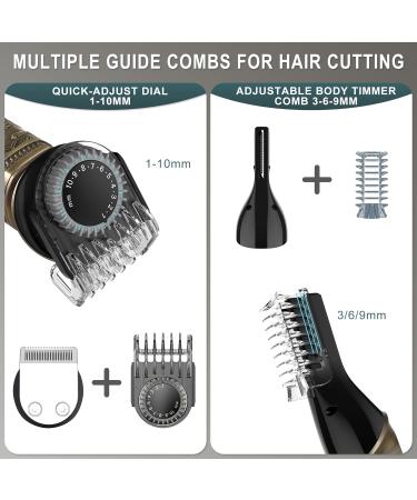 Hatteker 8 in 1 Beard Trimmer Kit - Professional Electric Razor for Men, Waterproof T-Blade Trimmer for Face, Nose, Ear and Body Grooming - Cordless and Zero Gapped - Buy Online on GoSupps.com