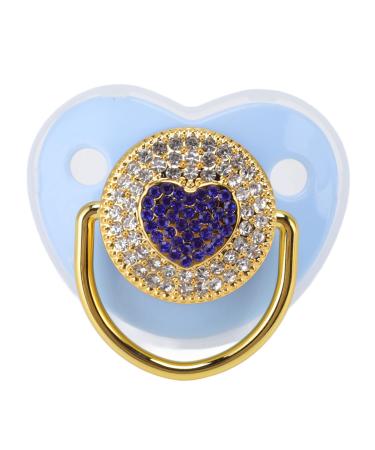 Gientan baby pacifier in heart shape with shiny rhinestones baby pacifiers for newborns soft light pacifier for newborns (m blue)