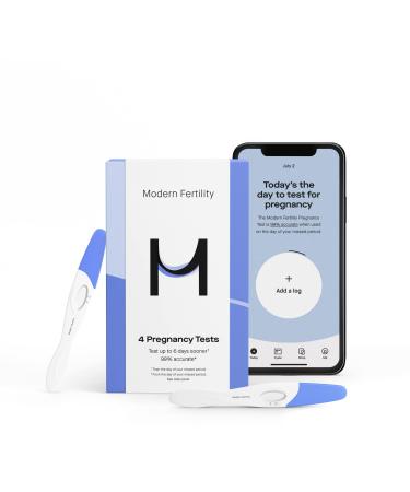 Modern Fertility Pregnancy Test | High-Sensitivity at-Home Test is 99% Accurate and Can Be Used 6 Days Before Your Missed Period, Includes Access to Our Free iOS App and Community | Includes 4 Tests 4 Count (Pack of 1)
