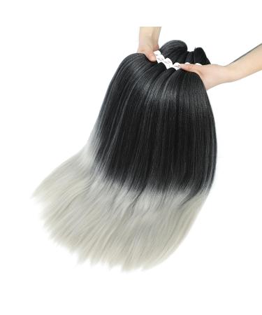 Xusuperb Ombre Silver Gray Pre-Stretched Braiding Hair - 20 Inch Soft Yaki Texture Extensions (6 Packs) | T1B/Gray# Kanekalon Hair for Stylish Braids - Buy Online on GoSupps.com