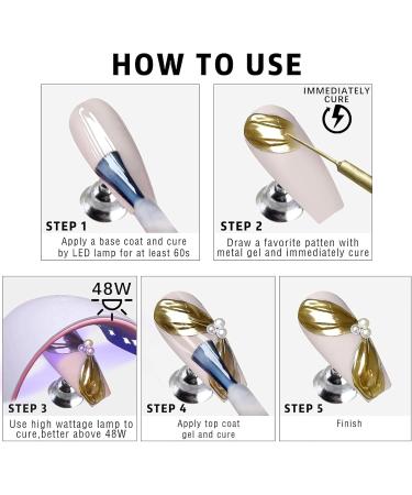 Metallic Silver Gel Liner - Gel Nail Polish Liner Metallic Effect - Mirror Chrome Effect Gel Nail Polish - Nail Liner Painted Gel Polish for Painting Drawing Swirl Nails 10ML Sliver - Buy Online on GoSupps.com