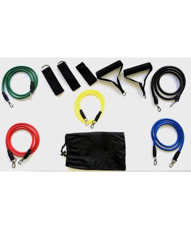 Exercise Resistance Bands Set - Premium 11 Pieces Resistance Bands set with Ankle Straps Door Anchor Grip Handles Carrying Pouch and FREE Workout Guide - Indoor and Outdoor Use - Perfect for Men Women and Seniors - By Simple and Convenient