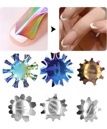 6-Piece Stainless Steel French Nail Art Edge Trimmer Set | Colorful DIY Nail Templates & Supplies for Perfect Lines - Buy Online on GoSupps.com