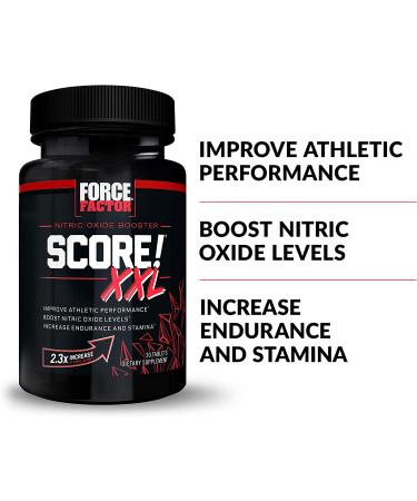 Score! XXL Nitric Oxide Booster Supplement for Men - 3-Pack with L-Citrulline, Black Maca & Tribulus - Improve Athletic Performance, Increase Stamina & Support Blood Flow - Force Factor - 90 Tablets x 3 - Buy Online on GoSupps.com